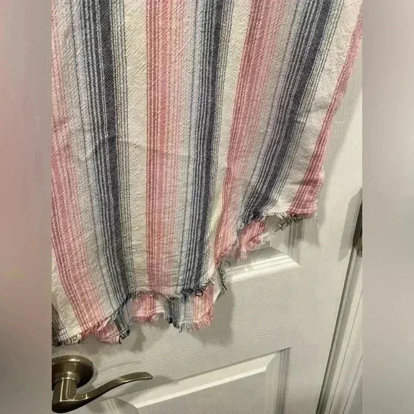 Anthropologie Cloth & Stone Ripped Hem Sleeveless Striped Shirt Dress Size M - Picture 5 of 11